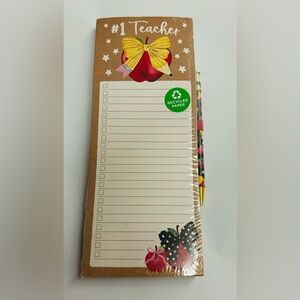 New Lined Notepad "#1 Teacher" Pen Magnet Clementine Paper